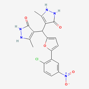 molecular formula C19H16ClN5O5 B3969210 4,4'-{[5-(2-chloro-5-nitrophenyl)-2-furyl]methylene}bis(3-methyl-1H-pyrazol-5-ol) 