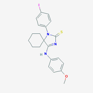 molecular formula C21H22IN3OS B396922 1-(4-Iodophenyl)-4-[(4-methoxyphenyl)imino]-1,3-diazaspiro[4.5]decane-2-thione 