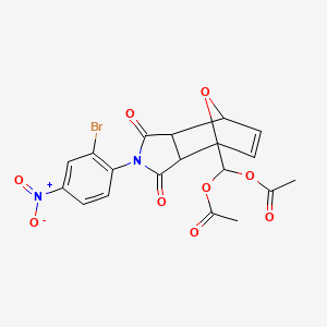 molecular formula C19H15BrN2O9 B3969242 [4-(2-bromo-4-nitrophenyl)-3,5-dioxo-10-oxa-4-azatricyclo[5.2.1.0~2,6~]dec-8-en-1-yl]methylene diacetate 