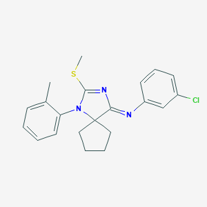 molecular formula C21H22ClN3S B396926 N-(3-chlorophenyl)-N-[1-(2-methylphenyl)-2-(methylsulfanyl)-1,3-diazaspiro[4.4]non-2-en-4-ylidene]amine 