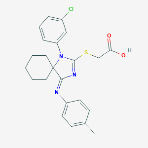 molecular formula C23H24ClN3O2S B396927 2-[[1-(3-Chlorophenyl)-4-(4-methylphenyl)imino-1,3-diazaspiro[4.5]dec-2-en-2-yl]sulfanyl]acetic acid 