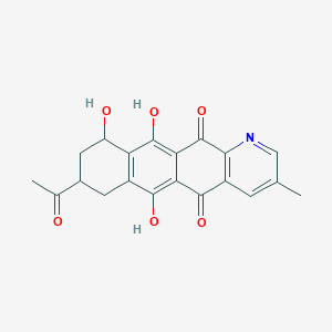molecular formula C20H17NO6 B396930 8-Acetyl-6,10,11-trihydroxy-3-methyl-7,8,9,10-tetrahydronaphtho[2,3-g]quinoline-5,12-dione 