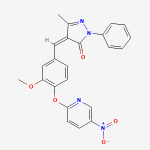 molecular formula C23H18N4O5 B3969300 (4Z)-4-{3-methoxy-4-[(5-nitropyridin-2-yl)oxy]benzylidene}-5-methyl-2-phenyl-2,4-dihydro-3H-pyrazol-3-one 