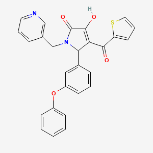 (4E)-4-[hydroxy(thiophen-2-yl)methylidene]-5-(3-phenoxyphenyl)-1-(pyridin-3-ylmethyl)pyrrolidine-2,3-dione