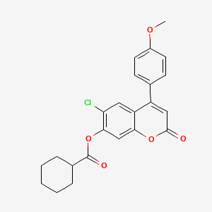 6-chloro-4-(4-methoxyphenyl)-2-oxo-2H-chromen-7-yl cyclohexanecarboxylate