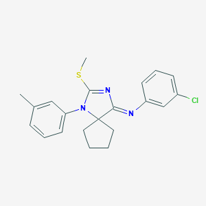molecular formula C21H22ClN3S B396932 N-(3-chlorophenyl)-N-[1-(3-methylphenyl)-2-(methylsulfanyl)-1,3-diazaspiro[4.4]non-2-en-4-ylidene]amine 