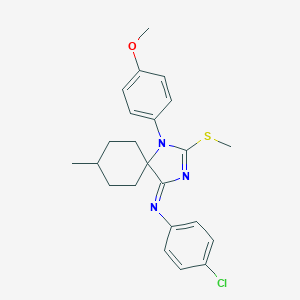 molecular formula C23H26ClN3OS B396934 N-(4-chlorophenyl)-N-[1-(4-methoxyphenyl)-8-methyl-2-(methylsulfanyl)-1,3-diazaspiro[4.5]dec-2-en-4-ylidene]amine 