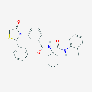 molecular formula C30H31N3O3S B396937 3-(4-oxo-2-phenyl-1,3-thiazolidin-3-yl)-N-[1-(2-toluidinocarbonyl)cyclohexyl]benzamide 