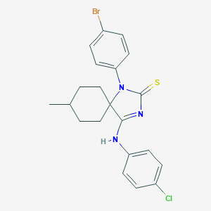 molecular formula C21H21BrClN3S B396938 (4Z)-1-(4-bromophenyl)-4-[(4-chlorophenyl)imino]-8-methyl-1,3-diazaspiro[4.5]decane-2-thione 