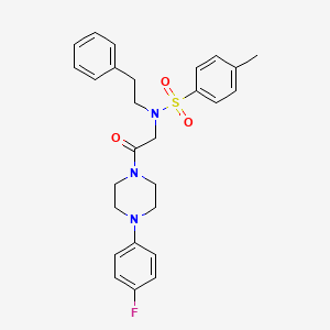 molecular formula C27H30FN3O3S B3969380 N-{2-[4-(4-fluorophenyl)piperazin-1-yl]-2-oxoethyl}-4-methyl-N-(2-phenylethyl)benzenesulfonamide 