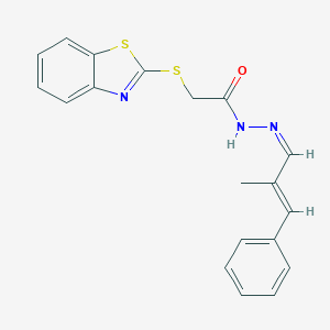 molecular formula C19H17N3OS2 B396948 (Z)-2-(benzo[d]thiazol-2-ylthio)-N'-((E)-2-methyl-3-phenylallylidene)acetohydrazide 