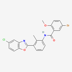 molecular formula C22H16BrClN2O3 B3969485 5-bromo-N-[3-(5-chloro-1,3-benzoxazol-2-yl)-2-methylphenyl]-2-methoxybenzamide 