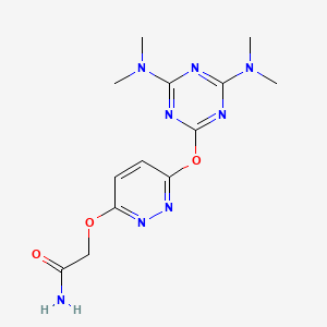 molecular formula C13H18N8O3 B3969564 2-[(6-{[4,6-bis(dimethylamino)-1,3,5-triazin-2-yl]oxy}-3-pyridazinyl)oxy]acetamide 