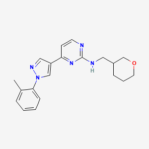 4-[1-(2-methylphenyl)pyrazol-4-yl]-N-(oxan-3-ylmethyl)pyrimidin-2-amine