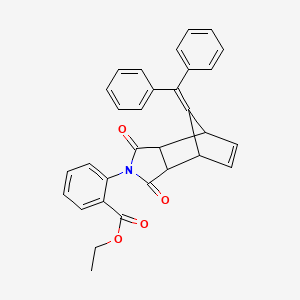 molecular formula C31H25NO4 B3969597 ethyl 2-[10-(diphenylmethylene)-3,5-dioxo-4-azatricyclo[5.2.1.0~2,6~]dec-8-en-4-yl]benzoate 