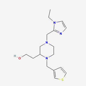 molecular formula C17H26N4OS B3969623 2-[4-[(1-ethyl-1H-imidazol-2-yl)methyl]-1-(3-thienylmethyl)-2-piperazinyl]ethanol 