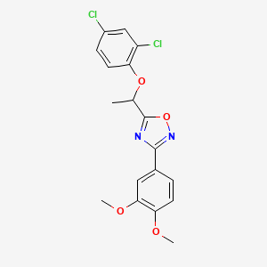 molecular formula C18H16Cl2N2O4 B3969635 5-[1-(2,4-dichlorophenoxy)ethyl]-3-(3,4-dimethoxyphenyl)-1,2,4-oxadiazole 