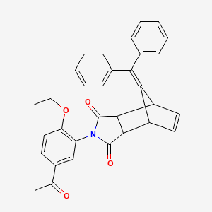 molecular formula C32H27NO4 B3969639 4-(5-acetyl-2-ethoxyphenyl)-10-(diphenylmethylene)-4-azatricyclo[5.2.1.0~2,6~]dec-8-ene-3,5-dione 