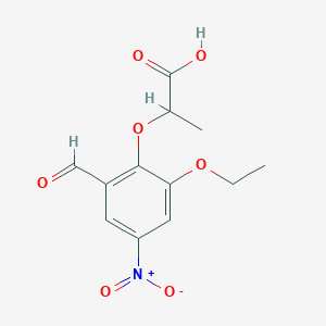 molecular formula C12H13NO7 B3969664 2-(2-ethoxy-6-formyl-4-nitrophenoxy)propanoic acid 