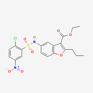 molecular formula C20H19ClN2O7S B3969689 ethyl 5-{[(2-chloro-5-nitrophenyl)sulfonyl]amino}-2-propyl-1-benzofuran-3-carboxylate 