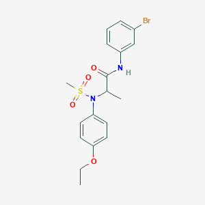 molecular formula C18H21BrN2O4S B3969704 N-(3-bromophenyl)-2-(4-ethoxy-N-methylsulfonylanilino)propanamide 