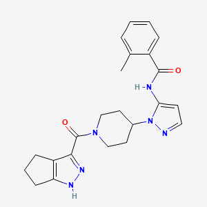 molecular formula C23H26N6O2 B3969754 2-methyl-N-{1-[1-(1,4,5,6-tetrahydrocyclopenta[c]pyrazol-3-ylcarbonyl)-4-piperidinyl]-1H-pyrazol-5-yl}benzamide 