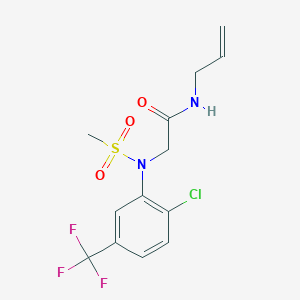 molecular formula C13H14ClF3N2O3S B3969820 2-{N-[2-CHLORO-5-(TRIFLUOROMETHYL)PHENYL]METHANESULFONAMIDO}-N-(PROP-2-EN-1-YL)ACETAMIDE 