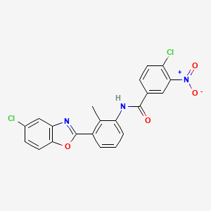 molecular formula C21H13Cl2N3O4 B3969825 4-chloro-N-[3-(5-chloro-1,3-benzoxazol-2-yl)-2-methylphenyl]-3-nitrobenzamide 