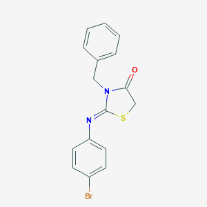 molecular formula C16H13BrN2OS B396984 3-Benzyl-2-(4-bromophenyl)imino-1,3-thiazolidin-4-one 