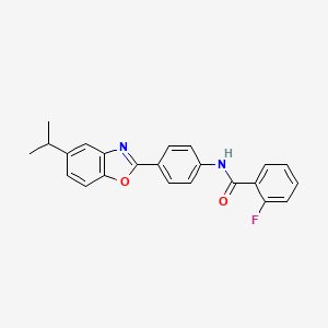 molecular formula C23H19FN2O2 B3969851 2-fluoro-N-{4-[5-(propan-2-yl)-1,3-benzoxazol-2-yl]phenyl}benzamide 