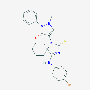 molecular formula C25H26BrN5OS B396990 4-{(4Z)-4-[(4-bromophenyl)imino]-2-thioxo-1,3-diazaspiro[4.5]dec-1-yl}-1,5-dimethyl-2-phenyl-1,2-dihydro-3H-pyrazol-3-one CAS No. 5839-64-5