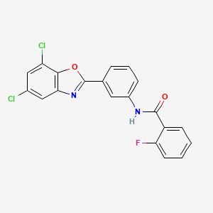 N-[3-(5,7-dichloro-1,3-benzoxazol-2-yl)phenyl]-2-fluorobenzamide