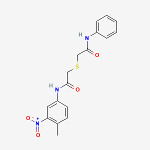 molecular formula C17H17N3O4S B3970041 2-({2-[(4-methyl-3-nitrophenyl)amino]-2-oxoethyl}sulfanyl)-N-phenylacetamide 