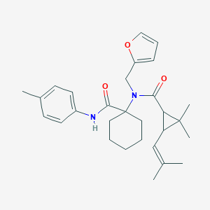 molecular formula C29H38N2O3 B397005 1-[{[2,2-dimethyl-3-(2-methyl-1-propenyl)cyclopropyl]carbonyl}(2-furylmethyl)amino]-N-(4-methylphenyl)cyclohexanecarboxamide 
