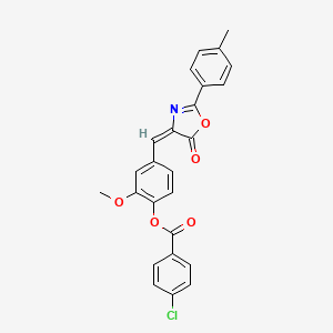 molecular formula C25H18ClNO5 B3970054 2-methoxy-4-{[2-(4-methylphenyl)-5-oxo-1,3-oxazol-4(5H)-ylidene]methyl}phenyl 4-chlorobenzoate 