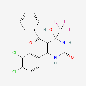 molecular formula C18H13Cl2F3N2O3 B3970132 5-benzoyl-6-(3,4-dichlorophenyl)-4-hydroxy-4-(trifluoromethyl)tetrahydropyrimidin-2(1H)-one 