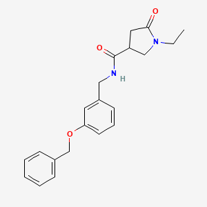 molecular formula C21H24N2O3 B3970169 N-[3-(benzyloxy)benzyl]-1-ethyl-5-oxo-3-pyrrolidinecarboxamide 