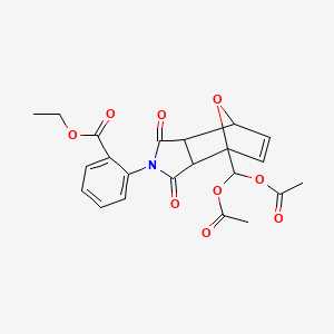 ethyl 2-{1-[bis(acetyloxy)methyl]-3,5-dioxo-10-oxa-4-azatricyclo[5.2.1.0~2,6~]dec-8-en-4-yl}benzoate