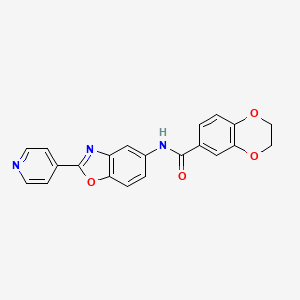 molecular formula C21H15N3O4 B3970302 N-[2-(4-pyridinyl)-1,3-benzoxazol-5-yl]-2,3-dihydro-1,4-benzodioxine-6-carboxamide 