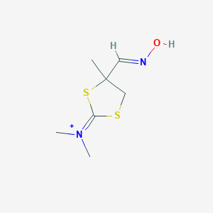 molecular formula C7H13N2OS2+ B397041 N-{4-[(hydroxyimino)methyl]-4-methyl-1,3-dithiolan-2-ylidene}-N-methylmethanaminium 