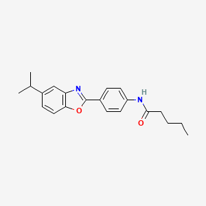 molecular formula C21H24N2O2 B3970521 N-[4-(5-isopropyl-1,3-benzoxazol-2-yl)phenyl]pentanamide 