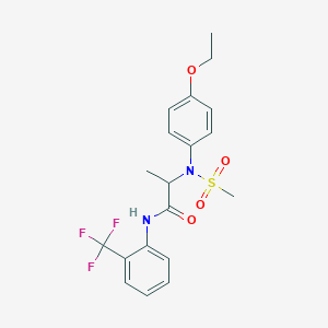 molecular formula C19H21F3N2O4S B3970558 2-[N-(4-Ethoxyphenyl)methanesulfonamido]-N-[2-(trifluoromethyl)phenyl]propanamide 