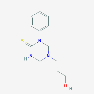 molecular formula C12H17N3OS B397059 5-(3-Hydroxypropyl)-1-phenyl-1,3,5-triazinane-2-thione 