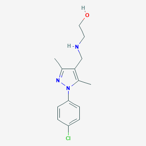 molecular formula C14H18ClN3O B397063 2-({[1-(4-chlorophenyl)-3,5-dimethyl-1H-pyrazol-4-yl]methyl}amino)ethanol 