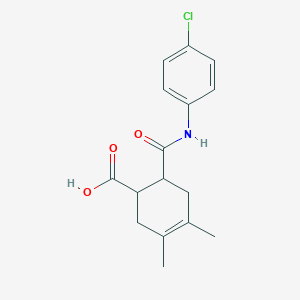 molecular formula C16H18ClNO3 B3970646 6-{[(4-chlorophenyl)amino]carbonyl}-3,4-dimethyl-3-cyclohexene-1-carboxylic acid 