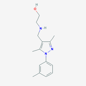 molecular formula C15H21N3O B397067 2-({[3,5-dimethyl-1-(3-methylphenyl)-1H-pyrazol-4-yl]methyl}amino)ethanol CAS No. 400876-77-9