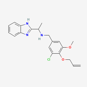 molecular formula C20H22ClN3O2 B3970687 N-[4-(allyloxy)-3-chloro-5-methoxybenzyl]-1-(1H-benzimidazol-2-yl)ethanamine 