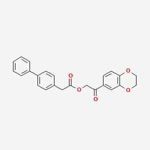 2-(2,3-dihydro-1,4-benzodioxin-6-yl)-2-oxoethyl 4-biphenylylacetate