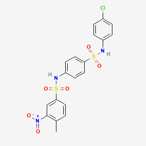 molecular formula C19H16ClN3O6S2 B3970859 N-(4-{[(4-chlorophenyl)amino]sulfonyl}phenyl)-4-methyl-3-nitrobenzenesulfonamide 