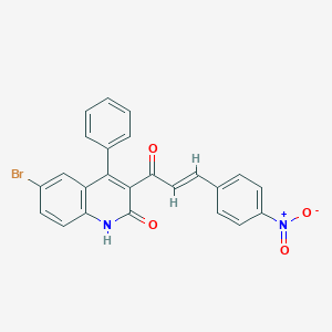 molecular formula C24H15BrN2O4 B397087 6-bromo-3-(3-{4-nitrophenyl}acryloyl)-4-phenyl-2(1H)-quinolinone 